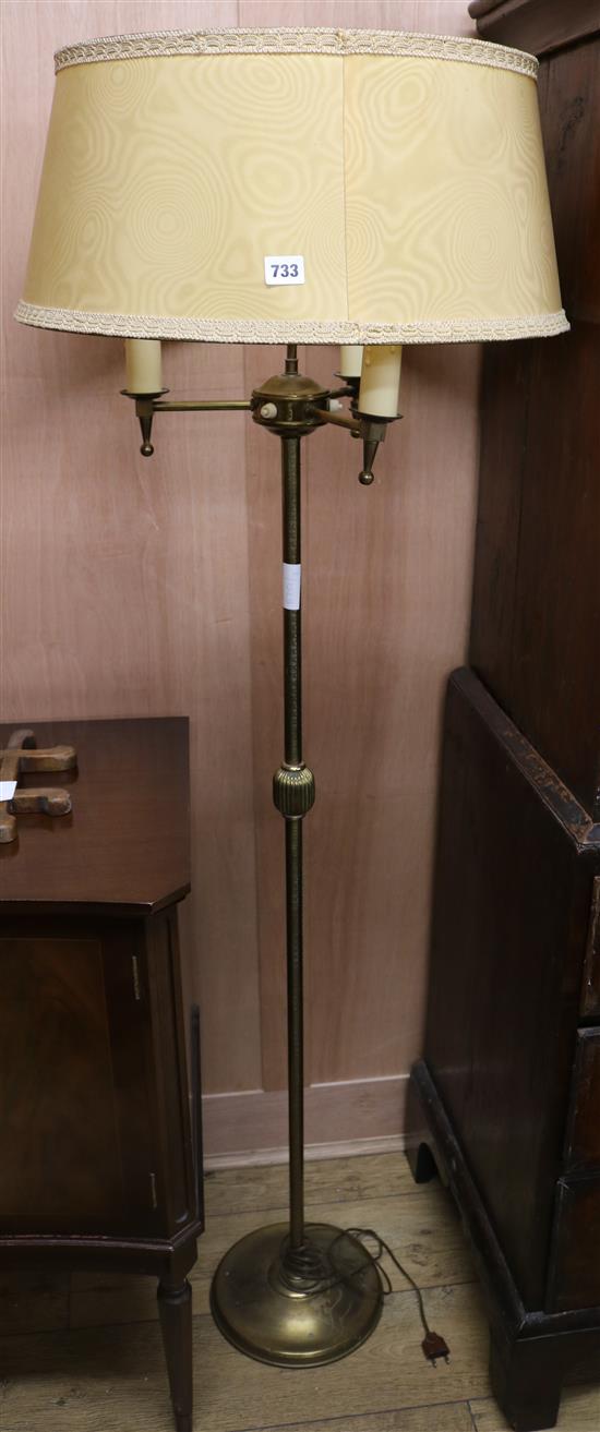 A 1950s French brass lamp standard